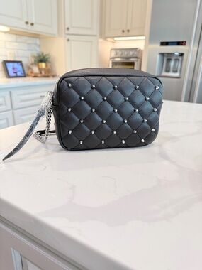 Rebecca Minkoff Black Quilted Silver Metal Stud Crossbody